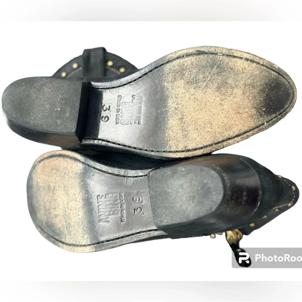 Anine Bing Size 39 8 low cowboy western boots booties black star concert H1 - Picture 8 of 9